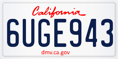 CA license plate 6UGE943