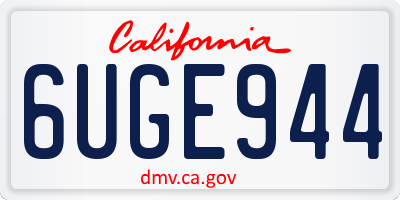 CA license plate 6UGE944