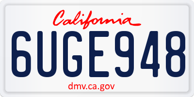 CA license plate 6UGE948