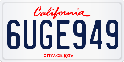 CA license plate 6UGE949