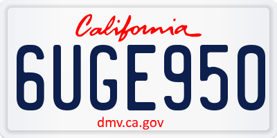 CA license plate 6UGE950