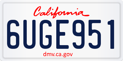 CA license plate 6UGE951