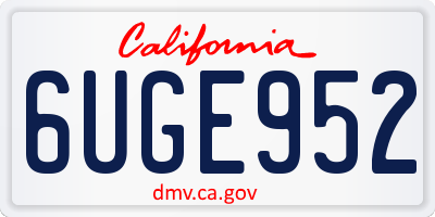 CA license plate 6UGE952