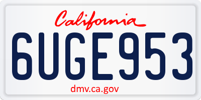 CA license plate 6UGE953
