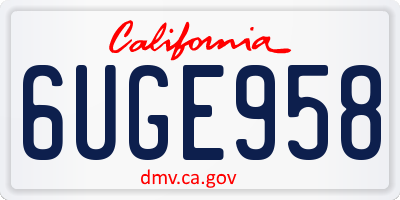 CA license plate 6UGE958