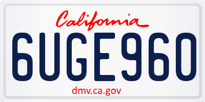 CA license plate 6UGE960