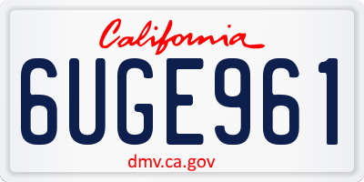 CA license plate 6UGE961