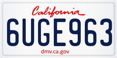 CA license plate 6UGE963