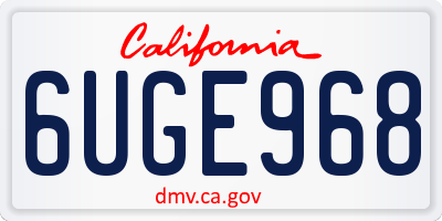 CA license plate 6UGE968