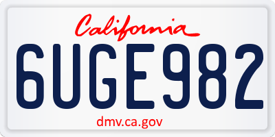 CA license plate 6UGE982