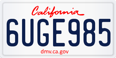CA license plate 6UGE985