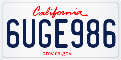 CA license plate 6UGE986
