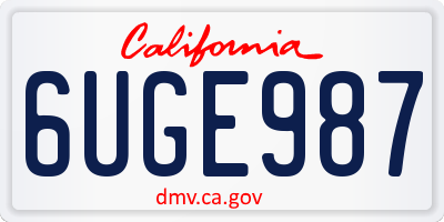 CA license plate 6UGE987