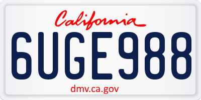 CA license plate 6UGE988
