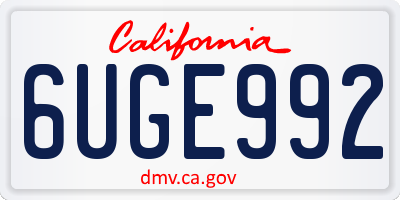 CA license plate 6UGE992
