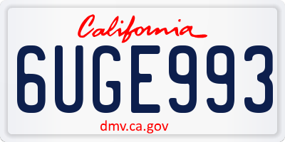 CA license plate 6UGE993