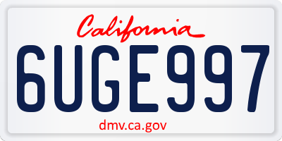 CA license plate 6UGE997