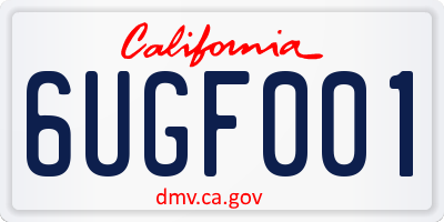CA license plate 6UGF001