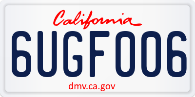 CA license plate 6UGF006