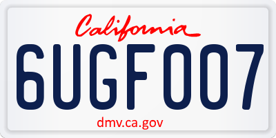 CA license plate 6UGF007