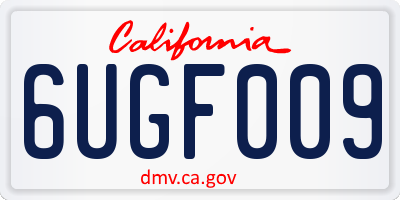 CA license plate 6UGF009