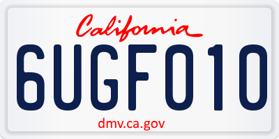 CA license plate 6UGF010
