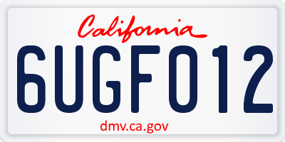 CA license plate 6UGF012