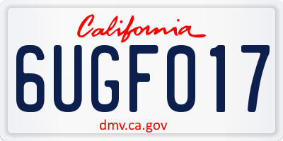 CA license plate 6UGF017