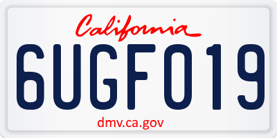 CA license plate 6UGF019