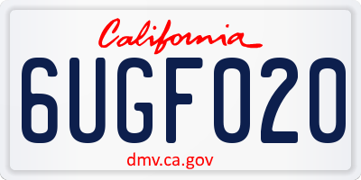 CA license plate 6UGF020