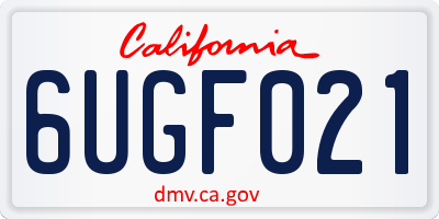 CA license plate 6UGF021
