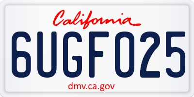 CA license plate 6UGF025