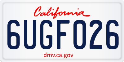 CA license plate 6UGF026