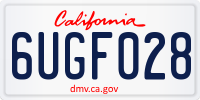 CA license plate 6UGF028
