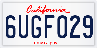 CA license plate 6UGF029
