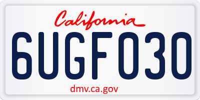 CA license plate 6UGF030