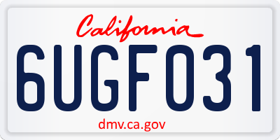 CA license plate 6UGF031