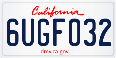 CA license plate 6UGF032