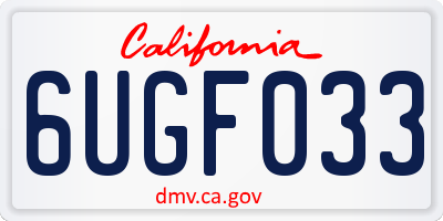 CA license plate 6UGF033
