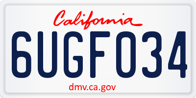 CA license plate 6UGF034