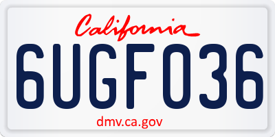 CA license plate 6UGF036