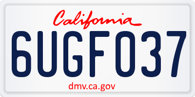 CA license plate 6UGF037