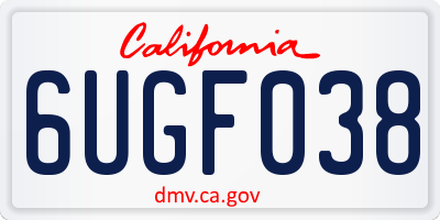 CA license plate 6UGF038