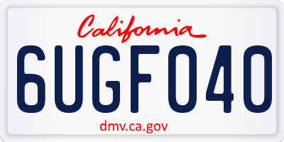 CA license plate 6UGF040