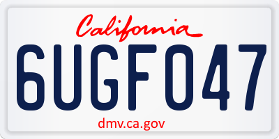 CA license plate 6UGF047