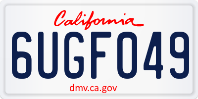 CA license plate 6UGF049
