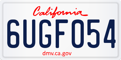 CA license plate 6UGF054