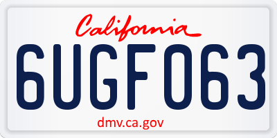 CA license plate 6UGF063