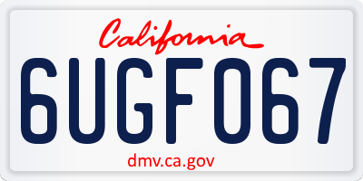 CA license plate 6UGF067