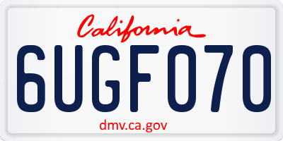 CA license plate 6UGF070